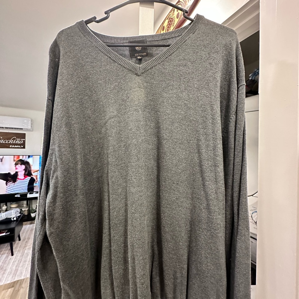 Gray V-Neck Sweater